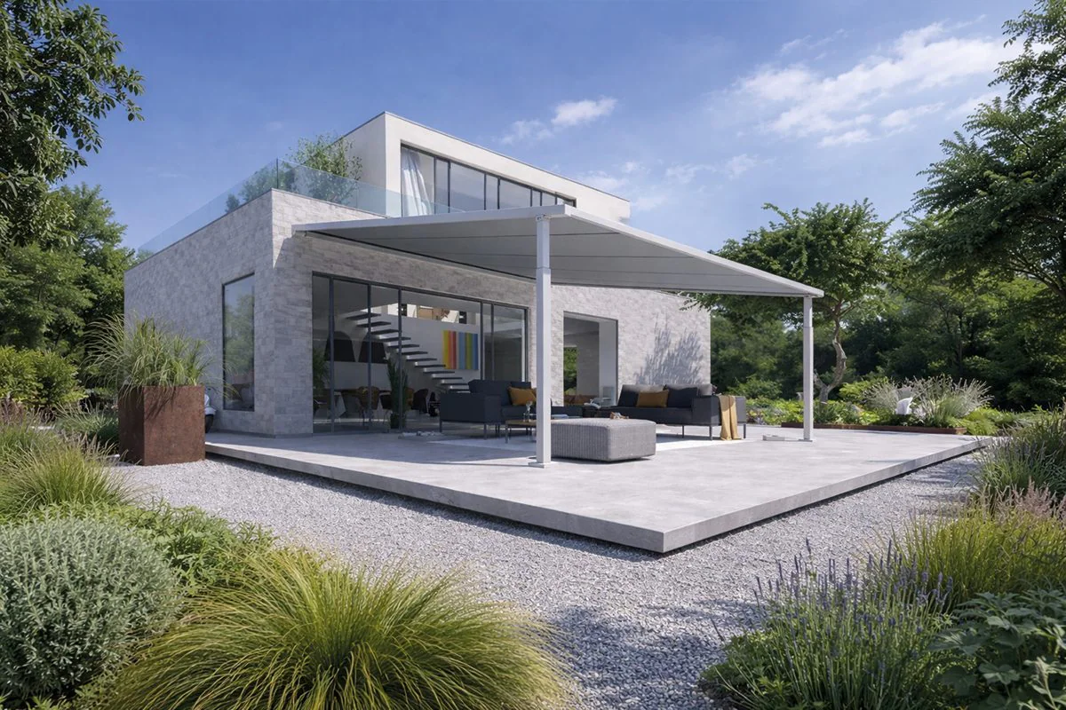 Realisatie van verandazonwering op maat laten plaatsen door NOCTILUX